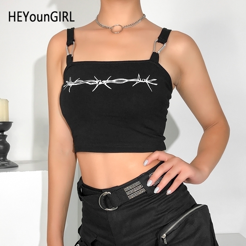 HEYounGIRL Harajuku Black Women Tank Top Printed Sleeveless Cropped Tops Tees Women Casual Short Vest Summer Top Streetwear Y200512
HEYounGIRL Harajuku Black Women Tank Top Printed Sleeveless Cropped Tops Tees Women Casual Short Vest Summer Top Streetwear Y200512
