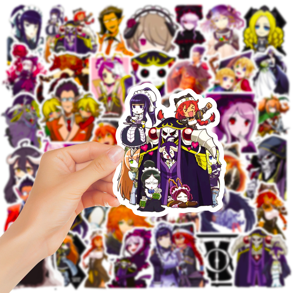 50Pcs Anime Overlord Stickers Momonga Albedo Sticker For Laptop Waterproof Graffiti Skateboard Sticker DIY Toy Decals Motorcycle