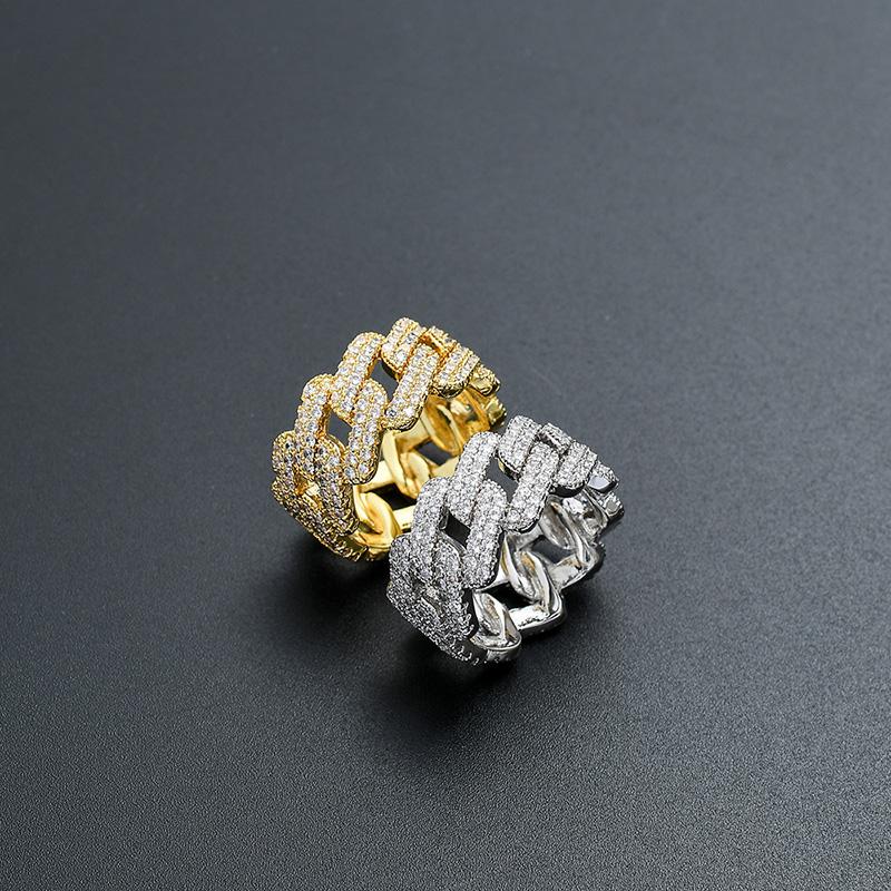 Cluster Rings Hip Hop 2 Rows CZ Stone Paved Bling Iced Out Cuban Chain Shape Finger For Men Rapper Ring Jewelry Gift Gold Silver ColorCluste
Cluster Rings Hip Hop 2 Rows CZ Stone Paved Bling Iced Out Cuban Chain Shape Finger For Men Rapper Ring Jewelry Gift Gold Silver ColorCluste