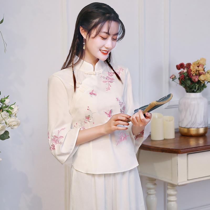 Ethnic Clothing Retro Chinese Style Embroidered Shirt Women Summer Hanfu China Cheongsam Top Traditional Tang Suit Blouses Femme 2022Ethnic
Ethnic Clothing Retro Chinese Style Embroidered Shirt Women Summer Hanfu China Cheongsam Top Traditional Tang Suit Blouses Femme 2022Ethnic