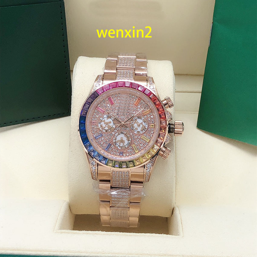 Classic men's watch luxury 40mm mechanical automatic stainless steel 6-pin middle row with rainbow ring all over the sky
