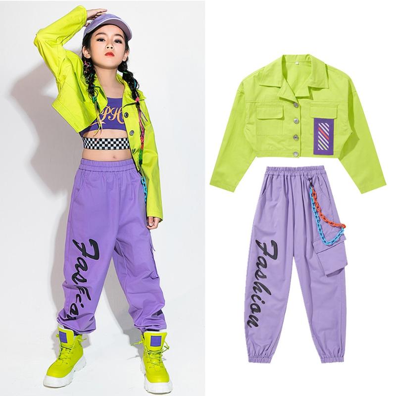 Stage Wear Girls Hip Hop Clothing Fluorescent Green Tops Coat Jacket Purple Vest Causal Pants Child Kid Jazz Ballroom Dance Costume ClothesS
Stage Wear Girls Hip Hop Clothing Fluorescent Green Tops Coat Jacket Purple Vest Causal Pants Child Kid Jazz Ballroom Dance Costume ClothesS