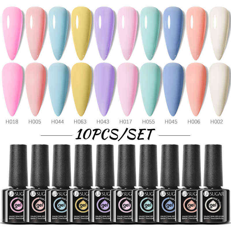 NXY Nail Gel 10pcs Glass Bottle Glitter Sequin Polish Set Kits Semi Permanent Soak Off Uv Led Varnish All for Manicure 0328