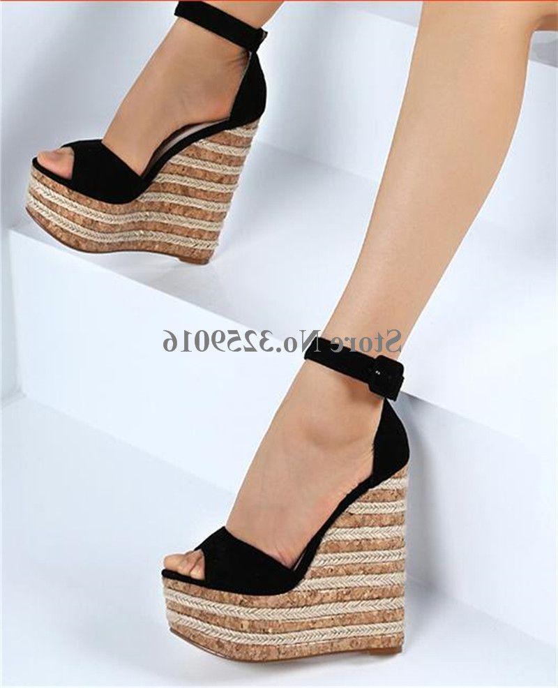 Dress Shoes Open Toe Suede Leather Ankle Strap High Platform Straw Heel Wedge Sandals Stripe Bottom Height Increased Summer Est, As picture 3
Dress Shoes Open Toe Suede Leather Ankle Strap High Platform Straw Heel Wedge Sandals Stripe Bottom Height Increased Summer Est, As picture 3