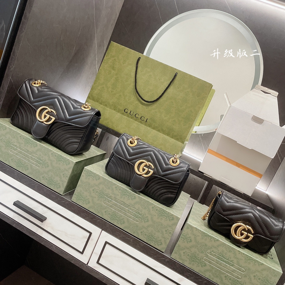 GUCCI Fashion diagonal shoulder bag designer double letter trend pattern chain bags women's temperament handbag