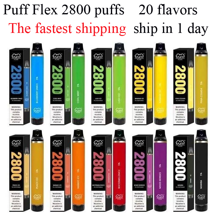 Top quality Puff Flex 2800 puffs disposable Vape pods device kits e cigarette 850mah battery pre-filled 8ml vaporizer 20 flavors in stock VS bang XXL Plus MAX tug pods, Mix types
Top quality Puff Flex 2800 puffs disposable Vape pods device kits e cigarette 850mah battery pre-filled 8ml vaporizer 20 flavors in stock VS bang XXL Plus MAX tug pods, Mix types
