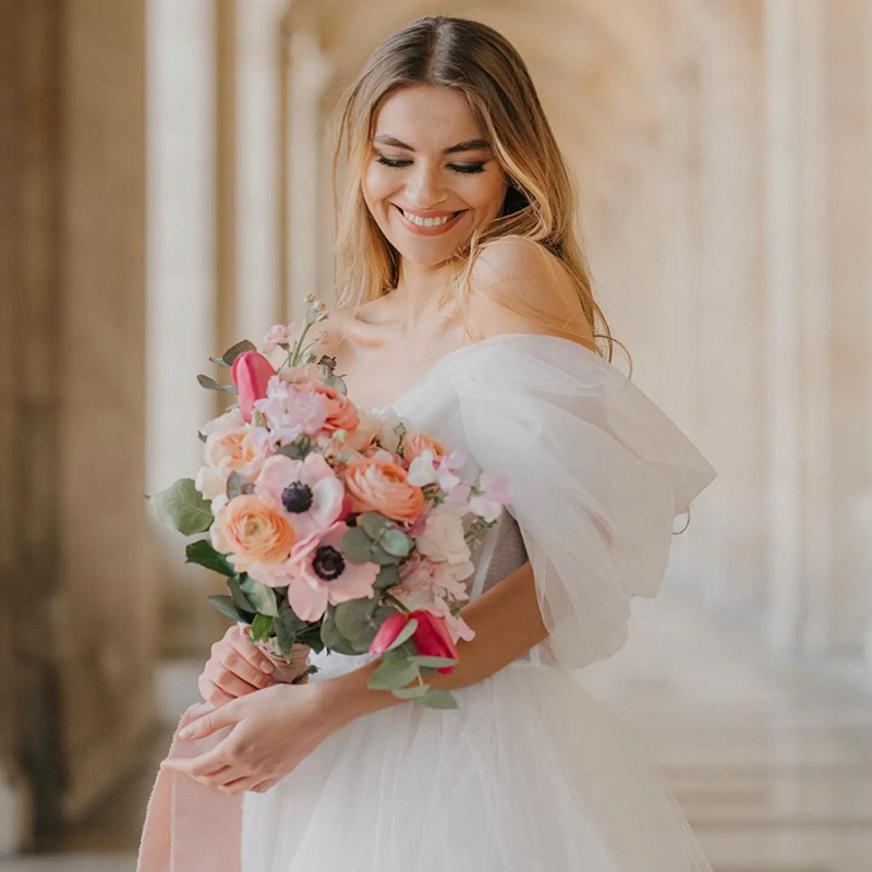 Sexy Tea Length Short Wedding Dress 2022 Off The Shoulder A Line Tulle Boho Wedding Dresses Modern Summer Beach Bridal Country Wear Women Garden Vesti