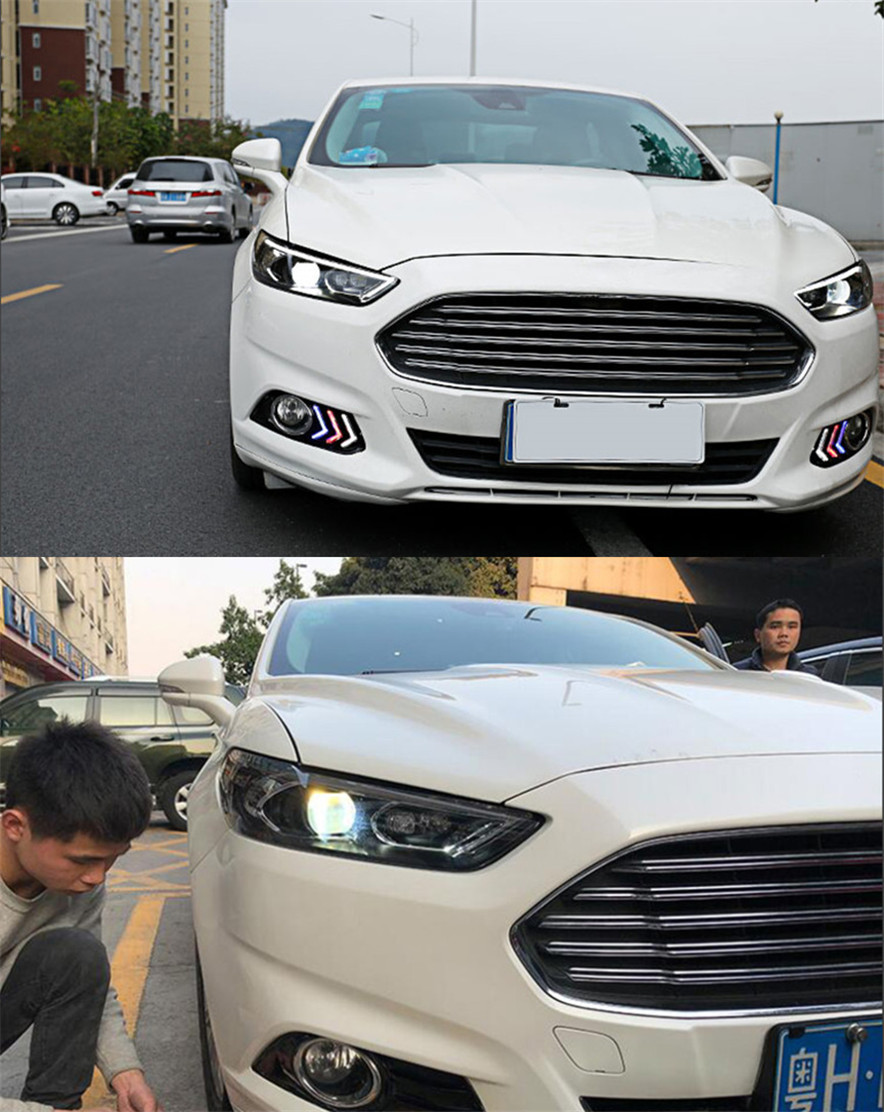 LED Headlights For Cars Mondeo Fusion 20 13-20 16 LED Dynamic Turn Signal Front Lights Blue DRL Headlights Assembly