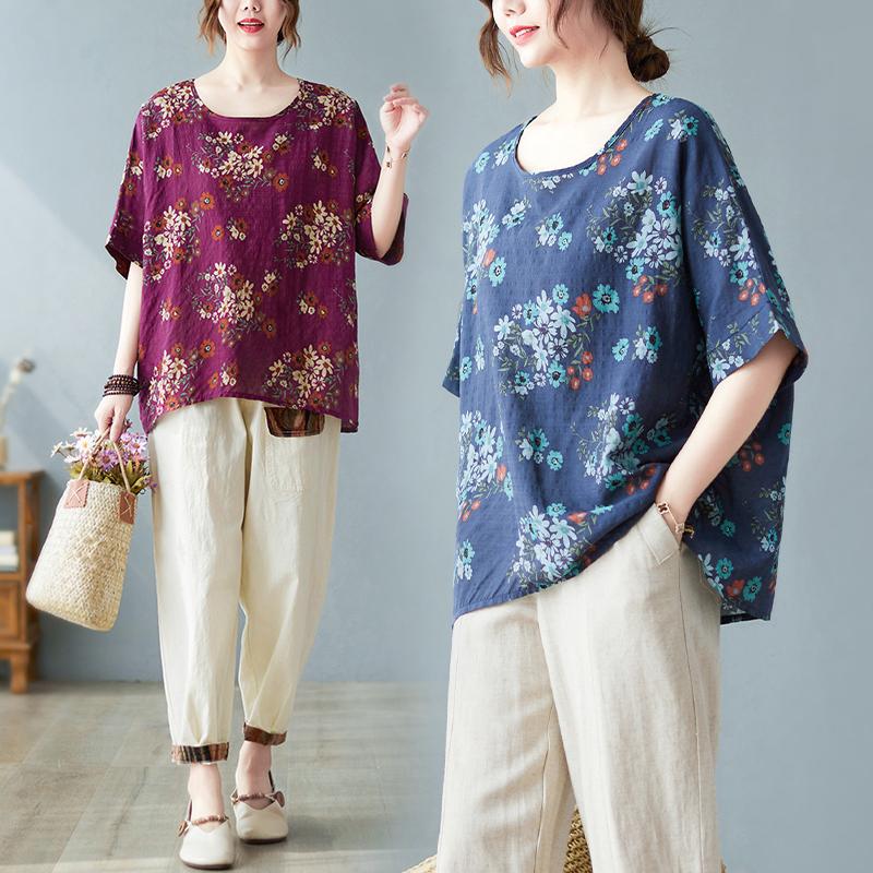 Women's T-Shirt Loose Round Neck Printed Short Sleeve Shirt Summer Women's Pullover TopWomen's, Blue
Women's T-Shirt Loose Round Neck Printed Short Sleeve Shirt Summer Women's Pullover TopWomen's, Blue