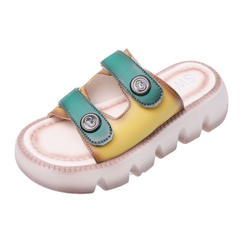 Summer Leather Slippers Women's Fashion Comfortable Sponge Soft Bottom Outdoor Personality Leisure Versatile Beach Sandals
