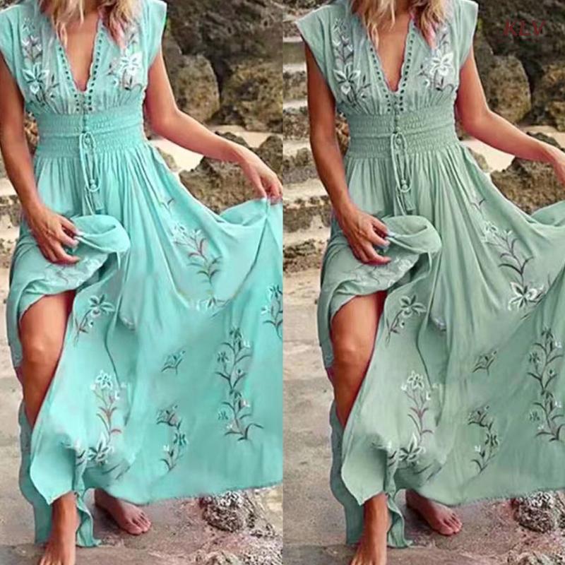 Casual Dresses Women Sleeve Sexy Deep V-Neck Maxi Long Swing Dress Floral Print Shirred Drawstring Waist Pleated Flowy SundressCasual, Green
Casual Dresses Women Sleeve Sexy Deep V-Neck Maxi Long Swing Dress Floral Print Shirred Drawstring Waist Pleated Flowy SundressCasual, Green