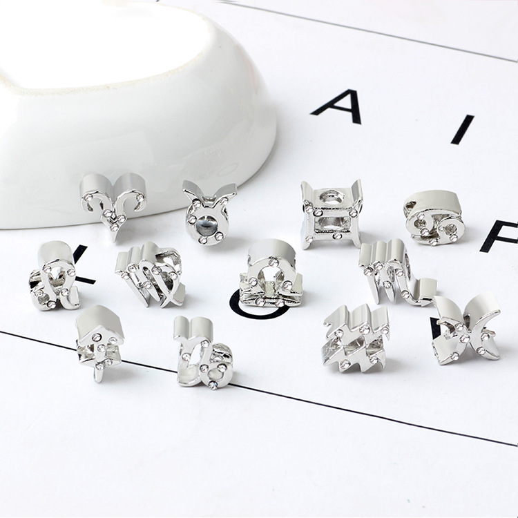 925 Sterling Silver Dangle Charm Silver Plated Bead 12 Constellations Leo Capricorn Virgo Aquarius Bead Fit Charms Bracelet DIY Jewelry Accessories