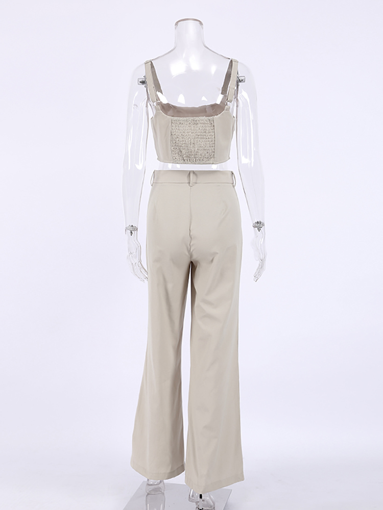Mnealways18 Cotton Linen Women Summer Outfit Sleeveless Crop Top And Palazzo Pants 2 Piece Set Female Midriff Suits 220509