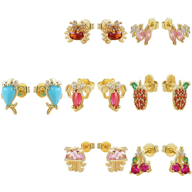 Stud Fruit Color Gold Earrings For Women Simple Rhinestone Earring Fashion Animal Femme Jewelry Gift AccessoriesStud
Stud Fruit Color Gold Earrings For Women Simple Rhinestone Earring Fashion Animal Femme Jewelry Gift AccessoriesStud