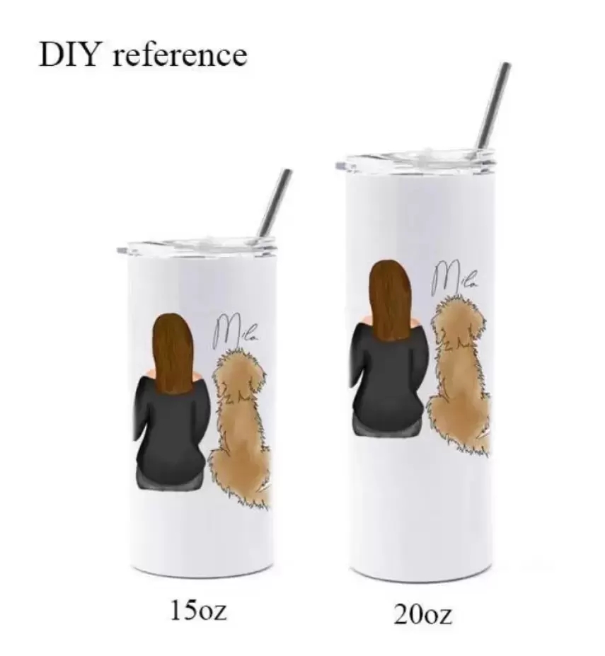 Blank White Stainless Steel Mug 20oz 15oz Sublimation Straight Tumbler Cup Slim the Same Width from Up and Down Water Bottles