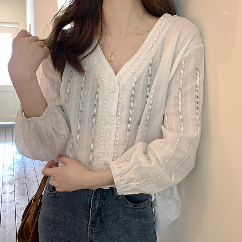 Sweet Casual Shirt Korean Chic Women Lace Blouse Loose V-neck 3/4 Sleeve Fashion White Top Women' Blouses & Shirts
Sweet Casual Shirt Korean Chic Women Lace Blouse Loose V-neck 3/4 Sleeve Fashion White Top Women' Blouses & Shirts