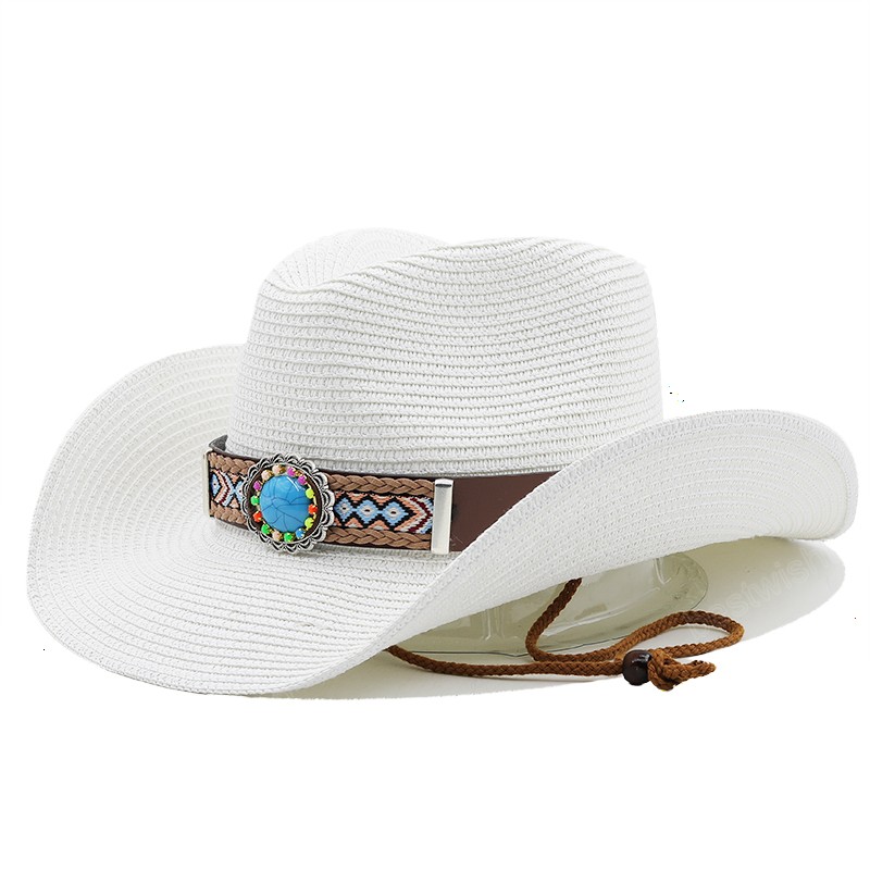 Summer Straw Hat for Men Women Sun Beach Hat Man Jazz Panama Hats Fedora Wide Brim Protection Cap with Belt cowboy hat