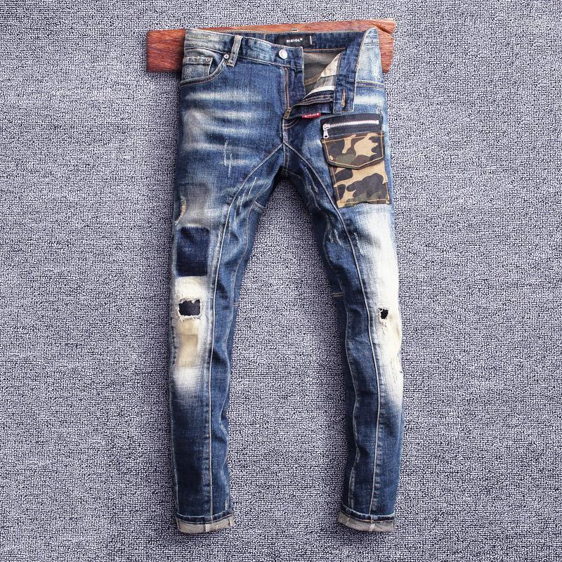 Men's Jeans Street Style Fashion Men Retro Blue Elastic Slim Fit Ripped Biker Camouflage Pocket Designer Hip Hop Denim Pants Bert22
Men's Jeans Street Style Fashion Men Retro Blue Elastic Slim Fit Ripped Biker Camouflage Pocket Designer Hip Hop Denim Pants Bert22