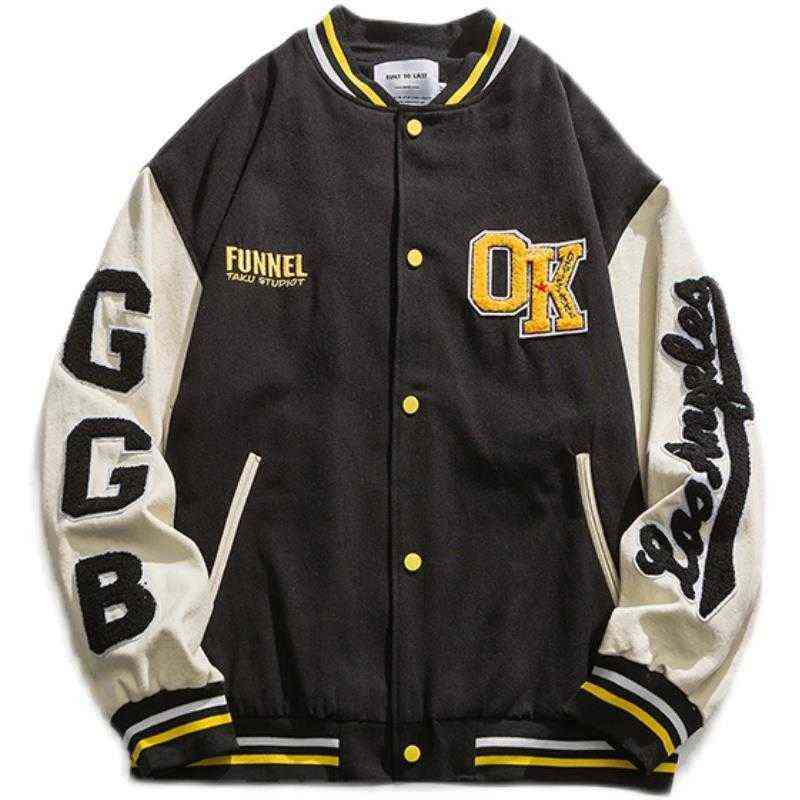 Patchwork Men's Jeans Coat OK Letter Embroidery Baseball Varsity Jacket Women Oversize Spring Autumn Casual Male Outerwear Pink T220816
Patchwork Men's Jeans Coat OK Letter Embroidery Baseball Varsity Jacket Women Oversize Spring Autumn Casual Male Outerwear Pink T220816