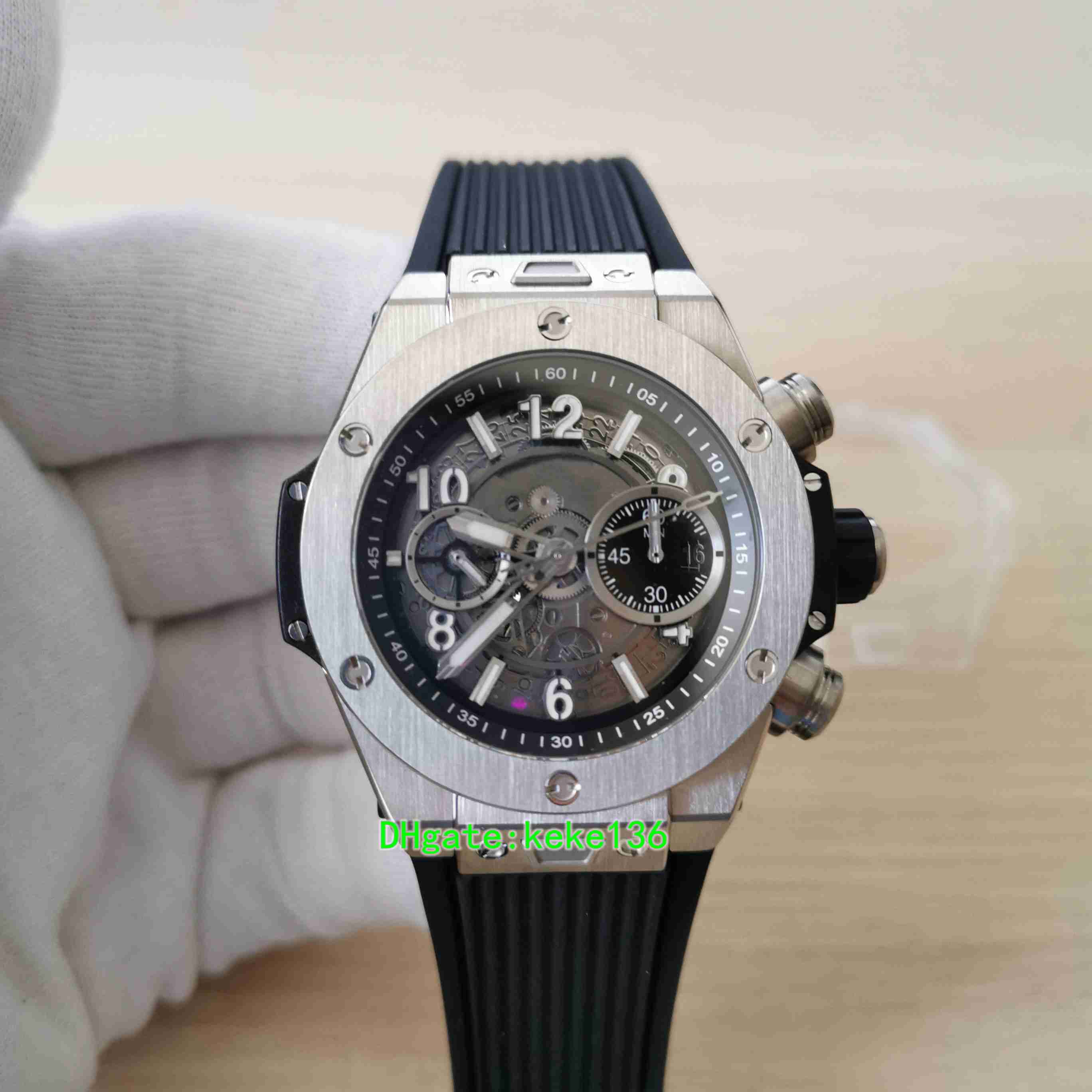 Perfect quality Men watches 421.NX.1170.RX 44mm Stainless Rubber Bands Strap HUB1280 transparent back Automatic mechanical Movement mens watch wristwatches, No box papers
Perfect quality Men watches 421.NX.1170.RX 44mm Stainless Rubber Bands Strap HUB1280 transparent back Automatic mechanical Movement mens watch wristwatches, No box papers