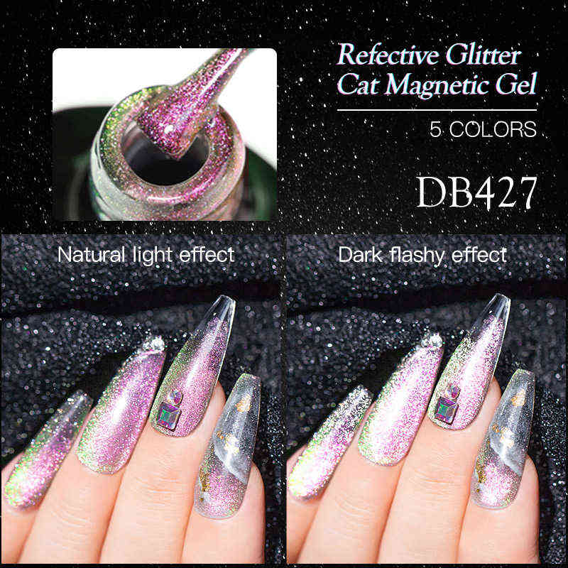 Nail Gel Toy Mtssii Reflective Cat Eye Magnetic Rainbow Glitter Polish Soak Off Uv Sparkling Auroras Laser Art 0328