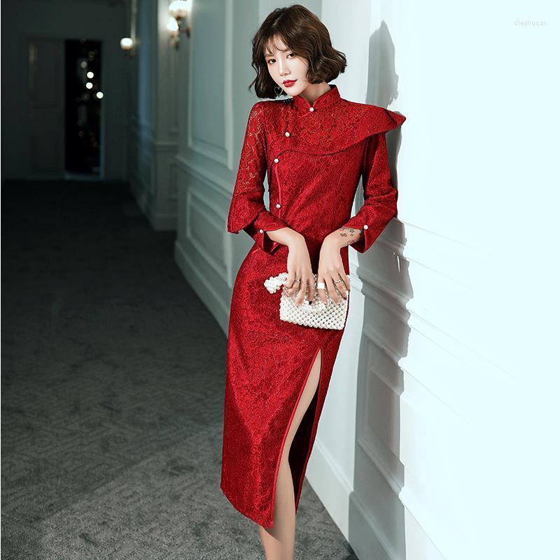 Ethnic Clothing Oriental Dress Women Vestido Shanghai Story Cheongsam Slit Red Qipao Stand Collar Lace Gown Asian Tang Suit Elegant
Ethnic Clothing Oriental Dress Women Vestido Shanghai Story Cheongsam Slit Red Qipao Stand Collar Lace Gown Asian Tang Suit Elegant