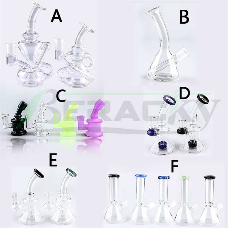 Beracky 6 Styles Glass Water Bongs Heady Beaker Hookahs Dab Oil Rigs Water Pipes Recycler Bong For Smoking
