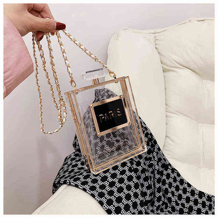 Personality Women Acrylic Clear Perfume Evening Bags 2021 Transparent PVC Small Chains Shoulder Purses Party Handbags for Women