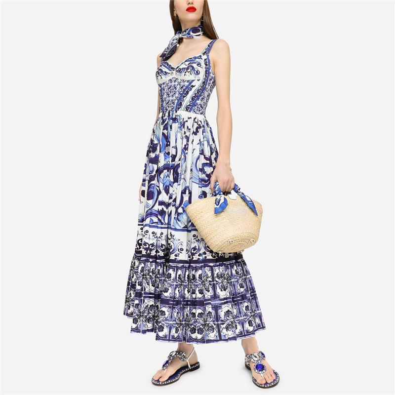 Casual Dresses Summer Blue And White Porcelain Print Suspender Dress Women' Fashion High Street V-neck Seaside Vacation Wrap Chest Dres, Blue dress
Casual Dresses Summer Blue And White Porcelain Print Suspender Dress Women' Fashion High Street V-neck Seaside Vacation Wrap Chest Dres, Blue dress