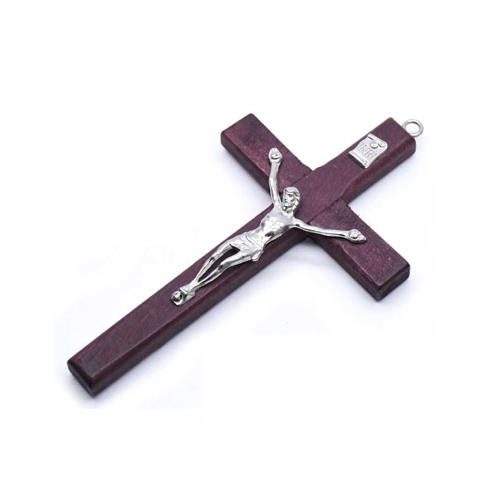 Alloy Cross Zinc Soild Jesus Wooden Catholic Cross Church Ornaments Wall Mounted Wooden Crosses Necklace Pendant