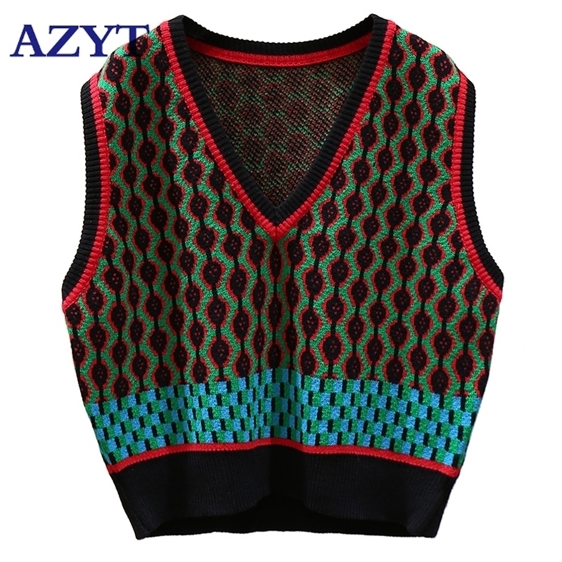Vintage Autumn Vest Women Winter V Neck Fashion Knit Tank Tops Female Casual Loose Sleeveless jacket For 220325