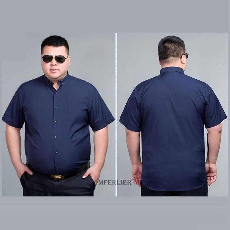 summer plus size 12XL 10XL 14XL 160kg Men Shirt short Sleeve Purple Black navy blue Business formal office wedding dress 220322