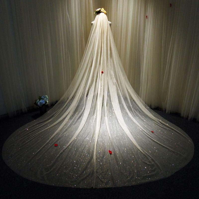 Bridal Veils Women Mesh Ultra-Long Trailing Cathedral Wedding Veil Romantic Luxury Shimmer Starry Sky Sequins Stamping Accessories 
Bridal Veils Women Mesh Ultra-Long Trailing Cathedral Wedding Veil Romantic Luxury Shimmer Starry Sky Sequins Stamping Accessories