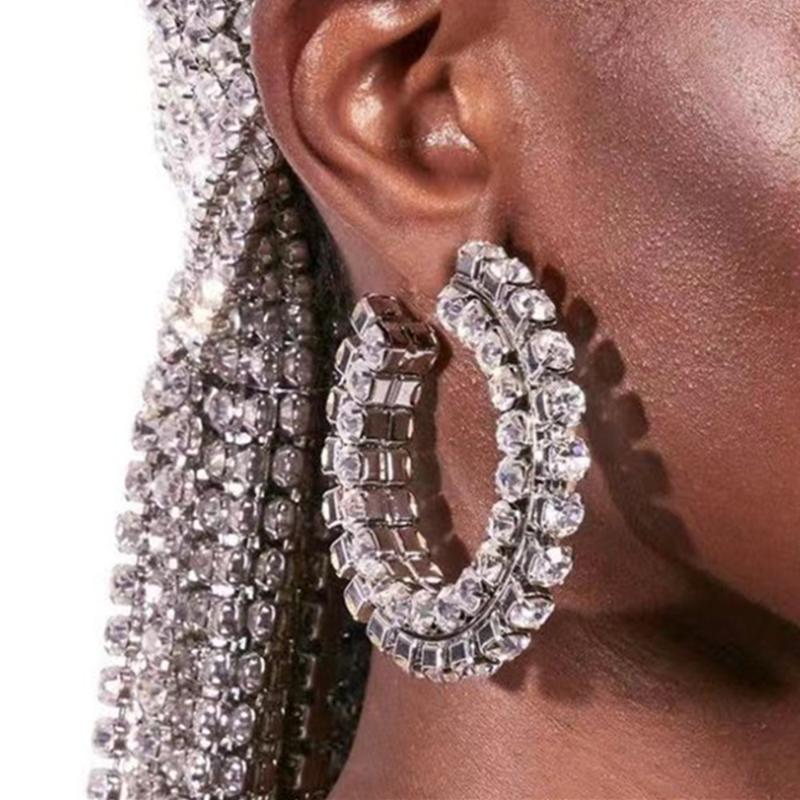 Hoop & Huggie Baroque Rhinestone C-shaped Semicircle Earrings Statement Jewelry For Women Shiny Crystal Stacked Round Circle EarringsHoop
Hoop & Huggie Baroque Rhinestone C-shaped Semicircle Earrings Statement Jewelry For Women Shiny Crystal Stacked Round Circle EarringsHoop