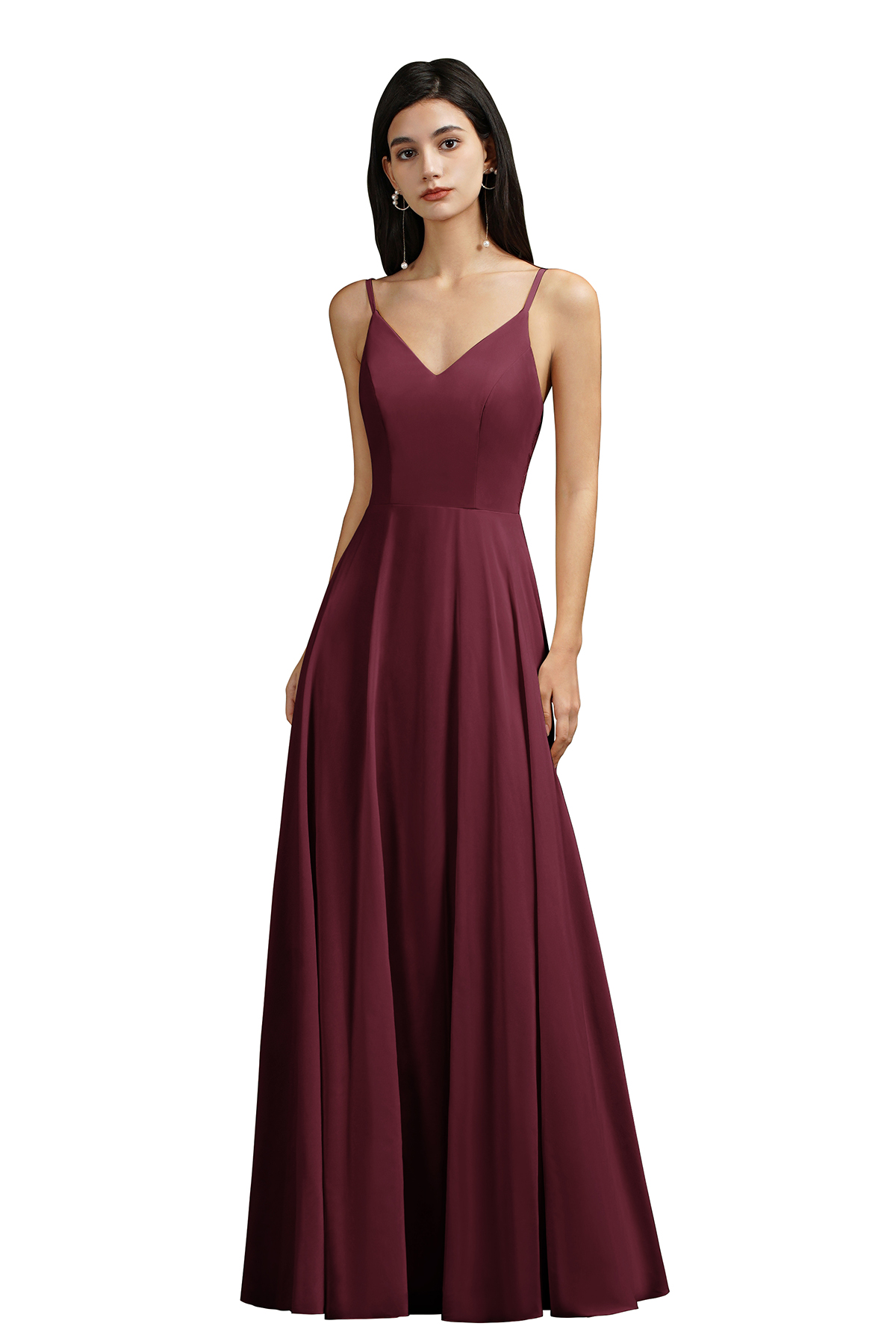 Lace Chiffon Champagne Dresses Women A-e V-Neck Sexy Spaghetti Strap Formal Evening Party Gowns Cps3015