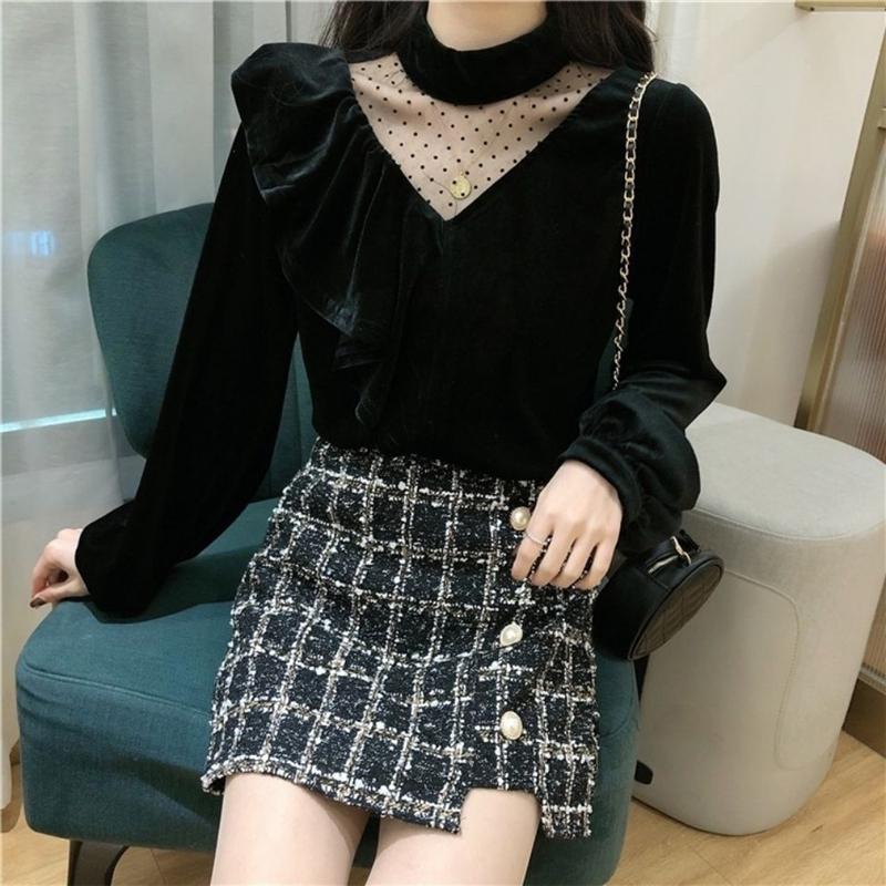 Women' Blouses & Shirts Women Sexy V-neck Velvet Lace Blouse Sweet Girls Long Sleeve Basic Plus Size Vintage Casual Ladies Top Spring, Black
Women' Blouses & Shirts Women Sexy V-neck Velvet Lace Blouse Sweet Girls Long Sleeve Basic Plus Size Vintage Casual Ladies Top Spring, Black