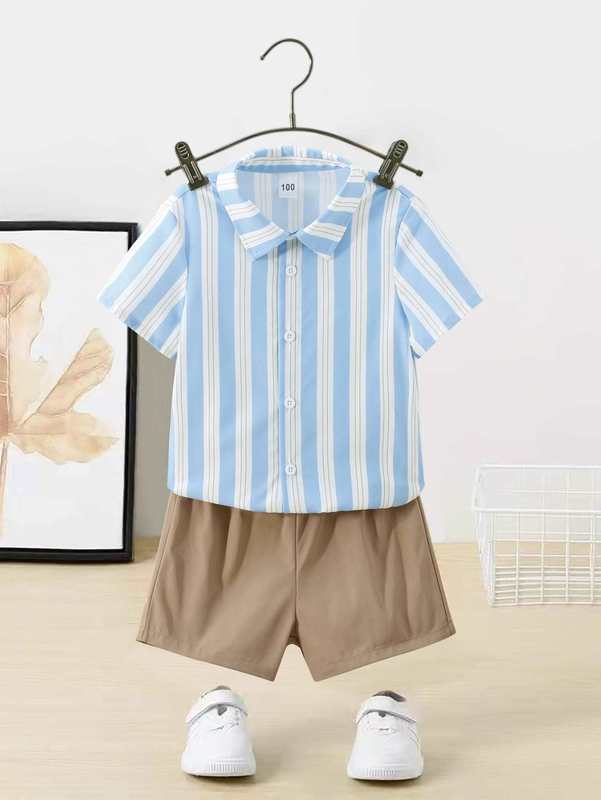 Toddler Boys Vertical Striped Shirt & Shorts SHE01