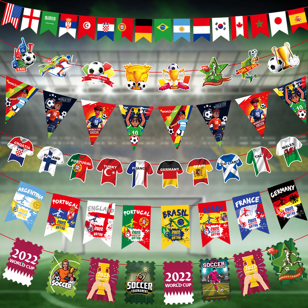 Banner Qatar World Cup Flag Pulling Football Party Supplies Bar Club Decorations Fan Supplies
Banner Qatar World Cup Flag Pulling Football Party Supplies Bar Club Decorations Fan Supplies