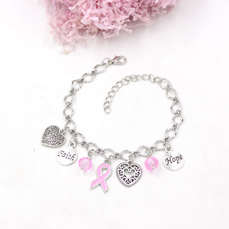 Pink Ribbon Breast Cancer Bracelet - Heart Charm Jewelry for Women with Faith, Hope & Awareness
Pink Ribbon Breast Cancer Bracelet - Heart Charm Jewelry for Women with Faith, Hope & Awareness