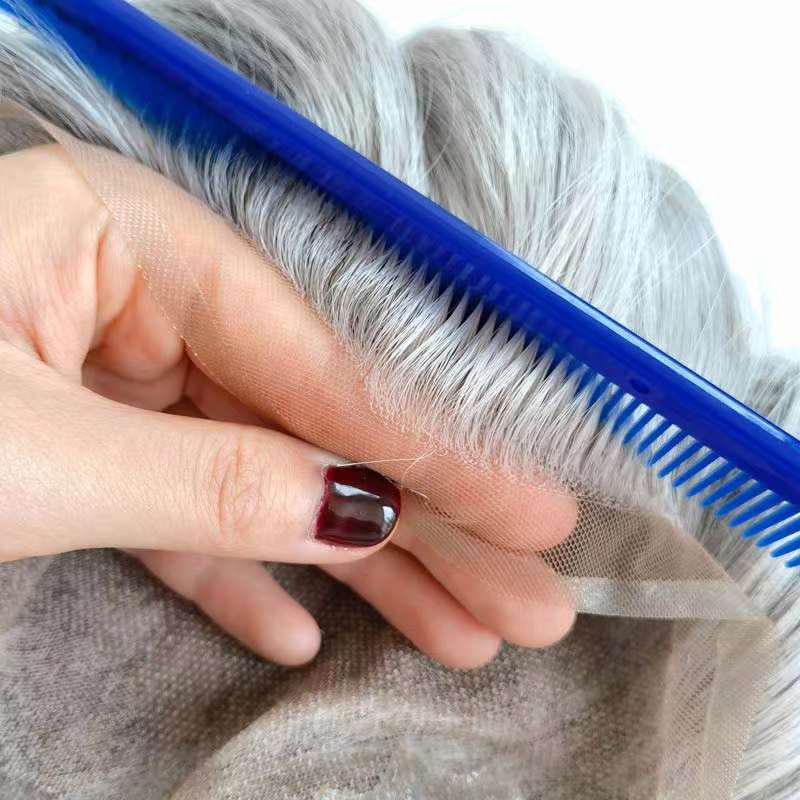 Q6 Toupee For Men Lace & PU Base Human Hair Replacement System Unit 6" Male Hair Prosthesis