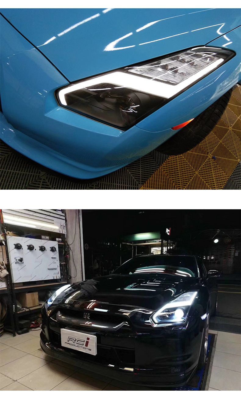 All LED Head Lamp For Nissan GT-R Valenti LED Headlight 2009-17 GTR DRL Turn Signal High Beam Angel Eye Projector Lens