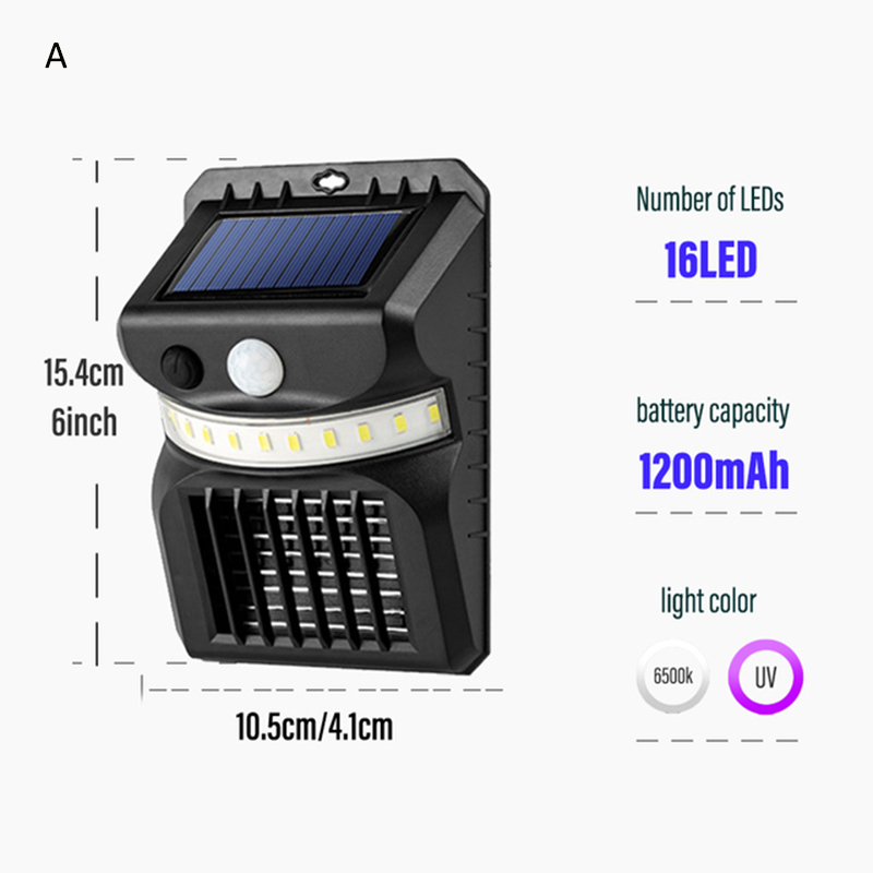 2 in 1 Solar Mosquito Killer Lamps PIR Motion Sensor Wall Light Ultraviolet Electric Shock Mosquito Killing Lamp