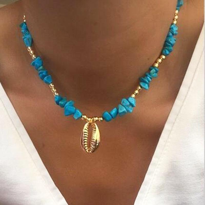 Chokers Ethnic Blue Chipping Stone Beads Sea Shell Pendant Necklace For Women Vintage Beach Choker Collar Jewelry Kolye GN30Chokers
Chokers Ethnic Blue Chipping Stone Beads Sea Shell Pendant Necklace For Women Vintage Beach Choker Collar Jewelry Kolye GN30Chokers