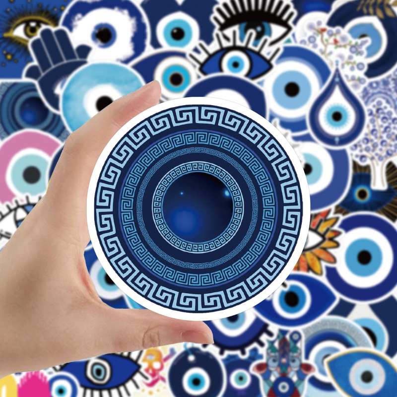 50Pcs/Lot Lucky Devil's Eye Stickers Blue Eyes Sticker evil eyes for DIY Luggage Laptop Skateboard Bicycle Decals Wholesale