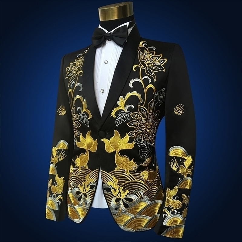 PYJTRL Male Shawl Lapel Chinese Style Embroidered Slim Fit Blazer Design Red Black Singer Stage Costume Blazer For Men Regular 201104
PYJTRL Male Shawl Lapel Chinese Style Embroidered Slim Fit Blazer Design Red Black Singer Stage Costume Blazer For Men Regular 201104