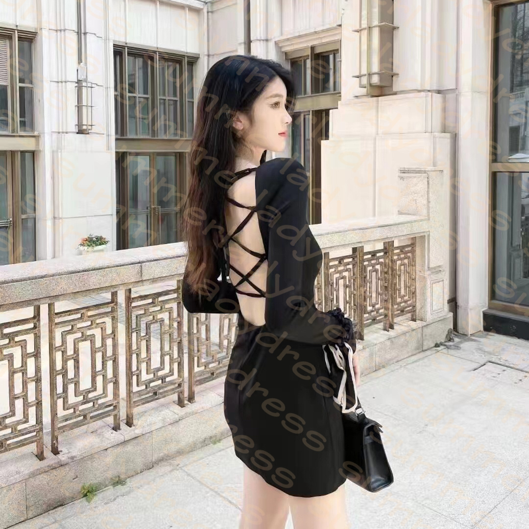 Sexy Cross Bandage Dress Rhinestone Chain Women Skirt Elegant Square Neck Long Sleeve Dresses Party Night Club Backless Dress, Black 
Sexy Cross Bandage Dress Rhinestone Chain Women Skirt Elegant Square Neck Long Sleeve Dresses Party Night Club Backless Dress, Black