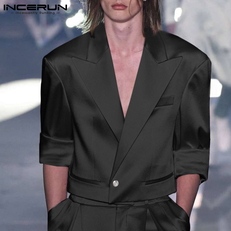 Fashion Men Blazer Lapel Long Sleeve Satin Pockets Casual Crop Coats Solid Color Streetwear Leisure Men Suits S-5XL INCERUN 220409, Purple
Fashion Men Blazer Lapel Long Sleeve Satin Pockets Casual Crop Coats Solid Color Streetwear Leisure Men Suits S-5XL INCERUN 220409, Purple