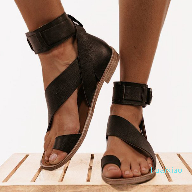Hot Sale-Soft Leather Flat For Summer Shoes 2024 New Gladiator Sandals Women Flip Flops Beach Chaussure Femme Q1208