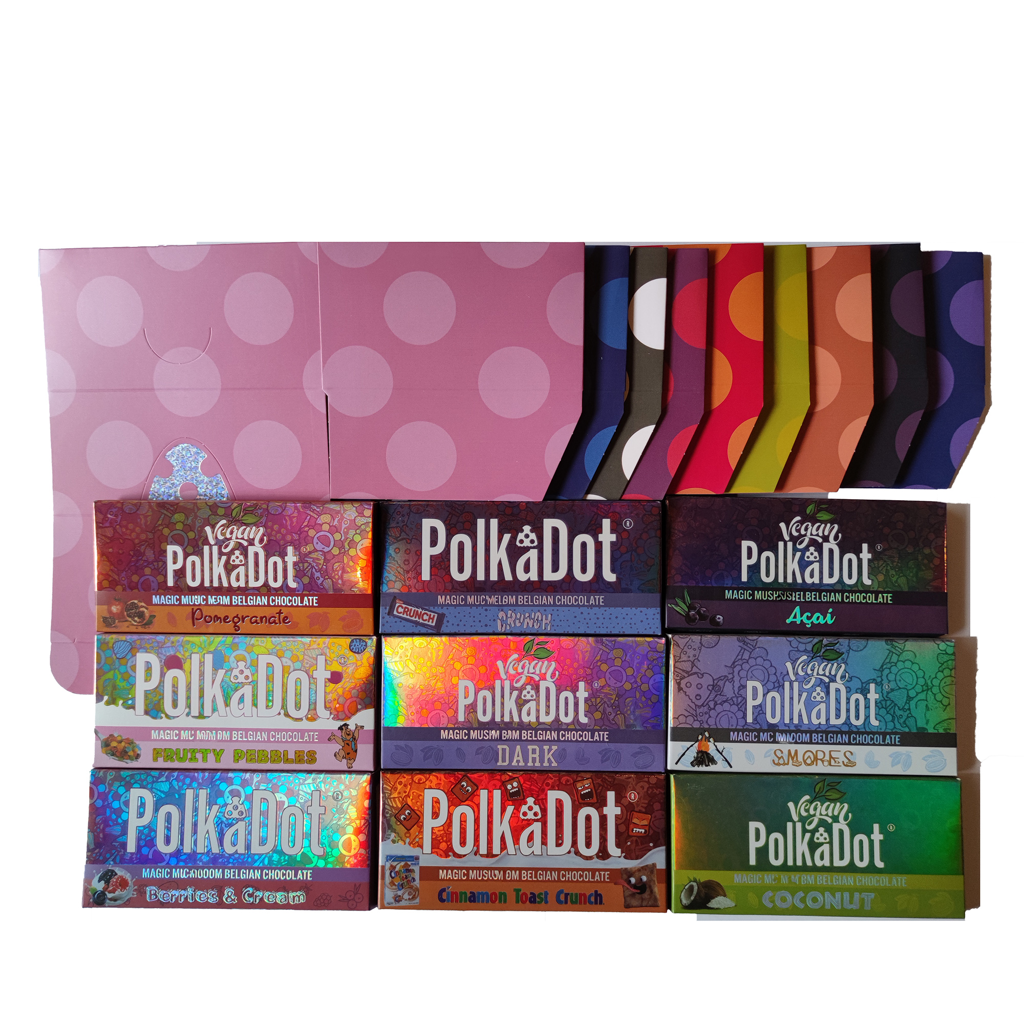 Newest Polkadot Chocolate Bar Box Empty Magic Mushrooms 4G POLKA DOT Chocolate Bars Dark Berries & Cream Acai Fruity Pebbles Food Packaging Packing Boxes
Newest Polkadot Chocolate Bar Box Empty Magic Mushrooms 4G POLKA DOT Chocolate Bars Dark Berries & Cream Acai Fruity Pebbles Food Packaging Packing Boxes