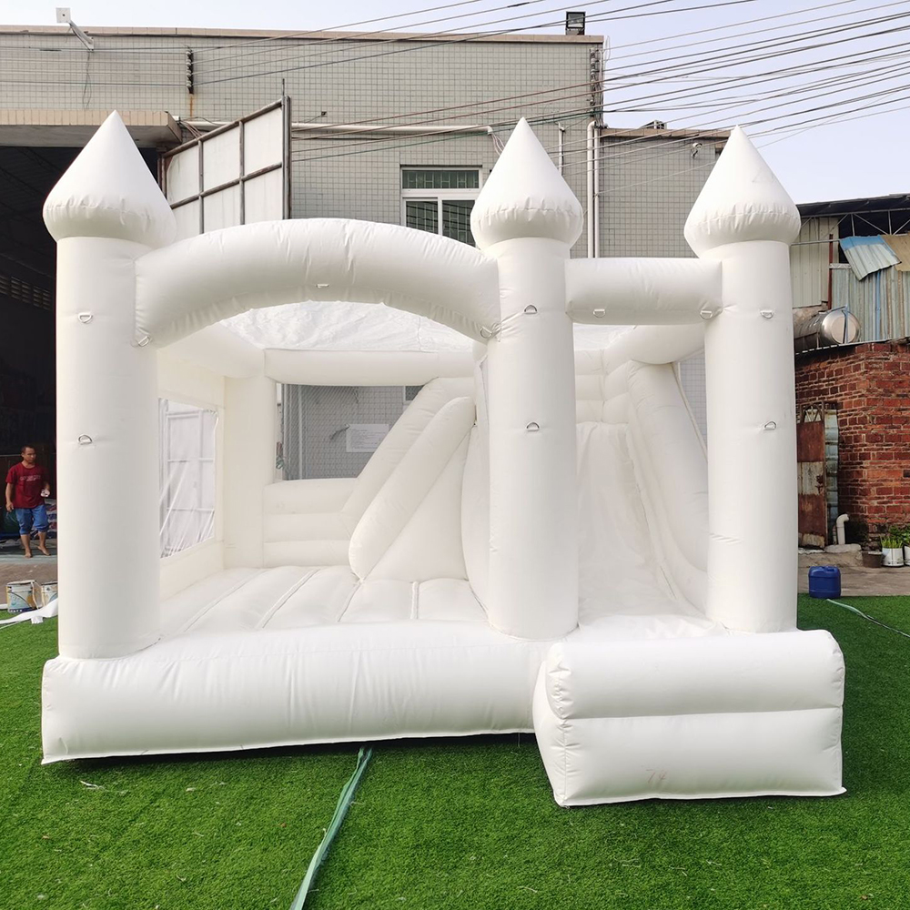 Inflatable Jump bounce jumper house Wedding Bouncy Castle With Slide Combo All white Bouncer jumping Bed1122440